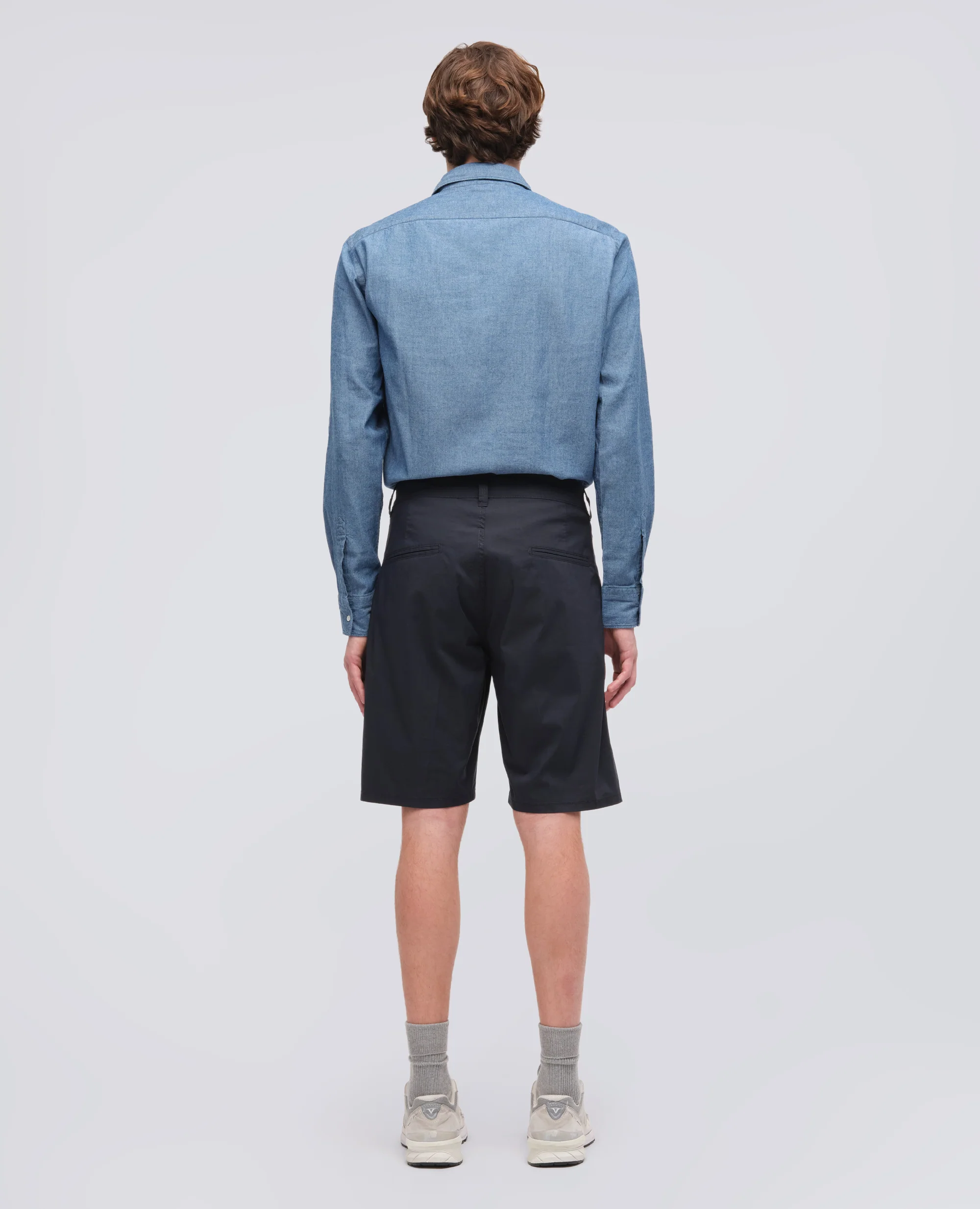 BERMUDA CHINO IN POPELINE DI COTONE E NYLON - NAVY - Image 3