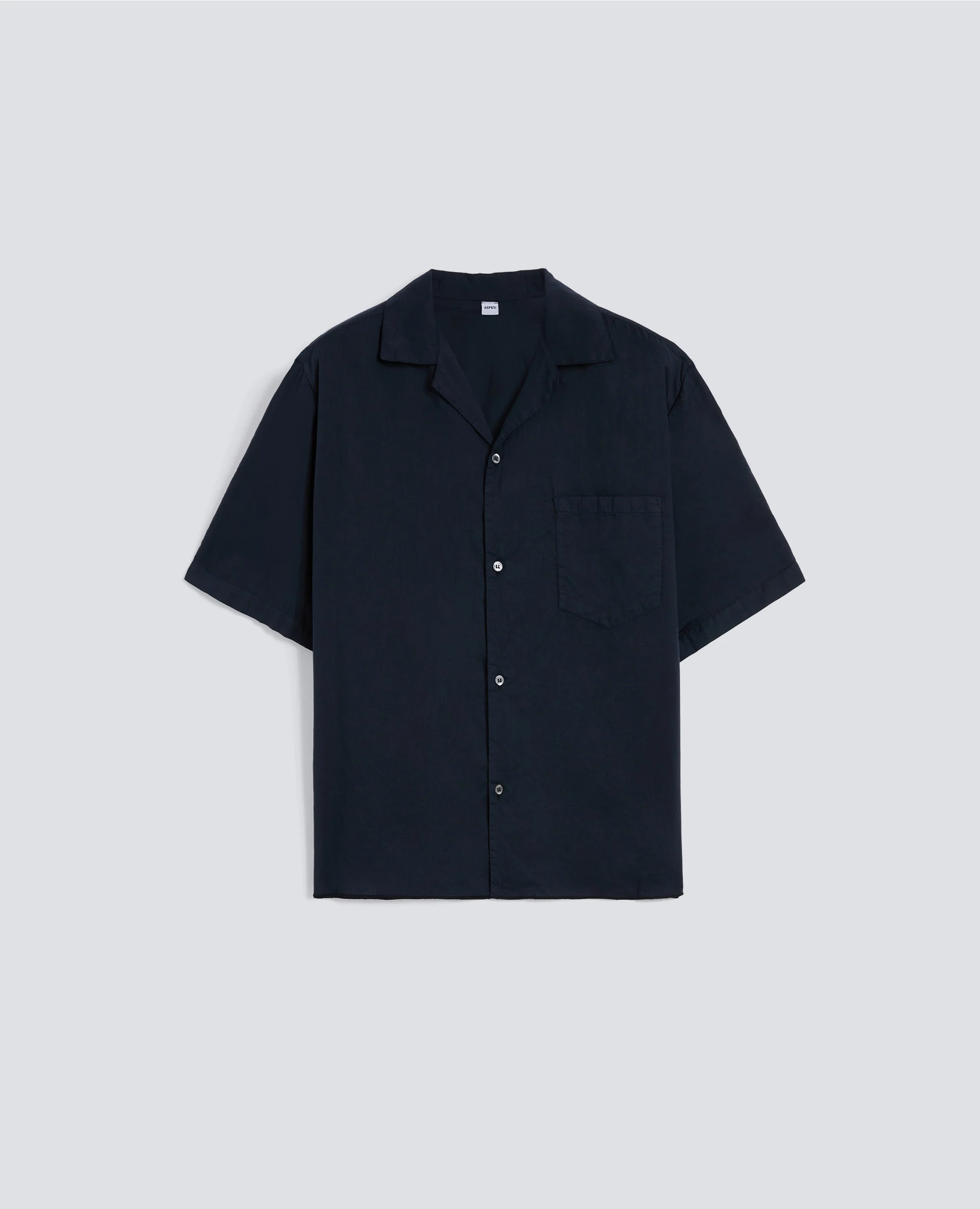 CAMICIA BOWLING IN VOILE DI COTONE - NAVY