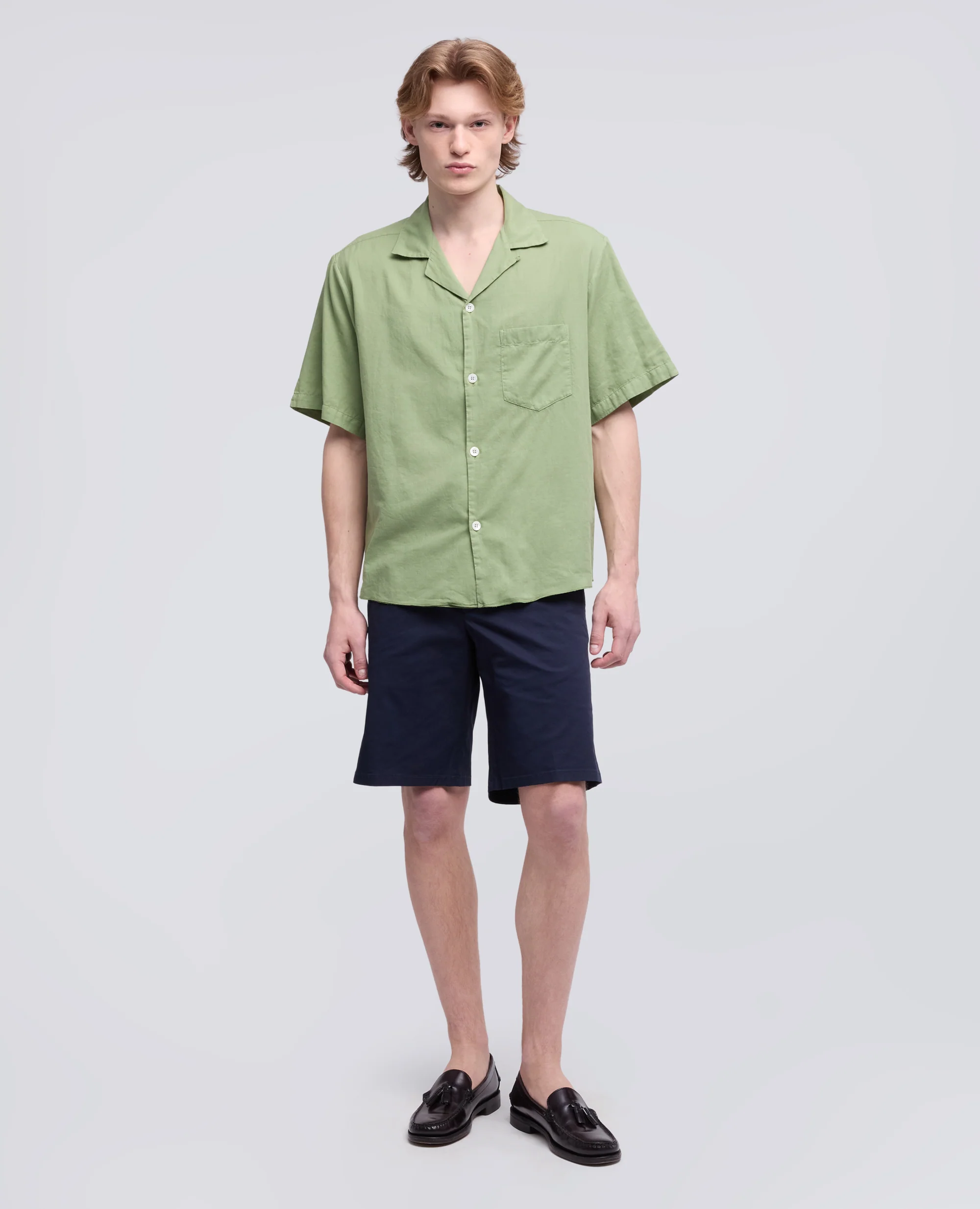 CAMICIA BOWLING IN VOILE DI COTONE - PISTACCHIO - Image 2