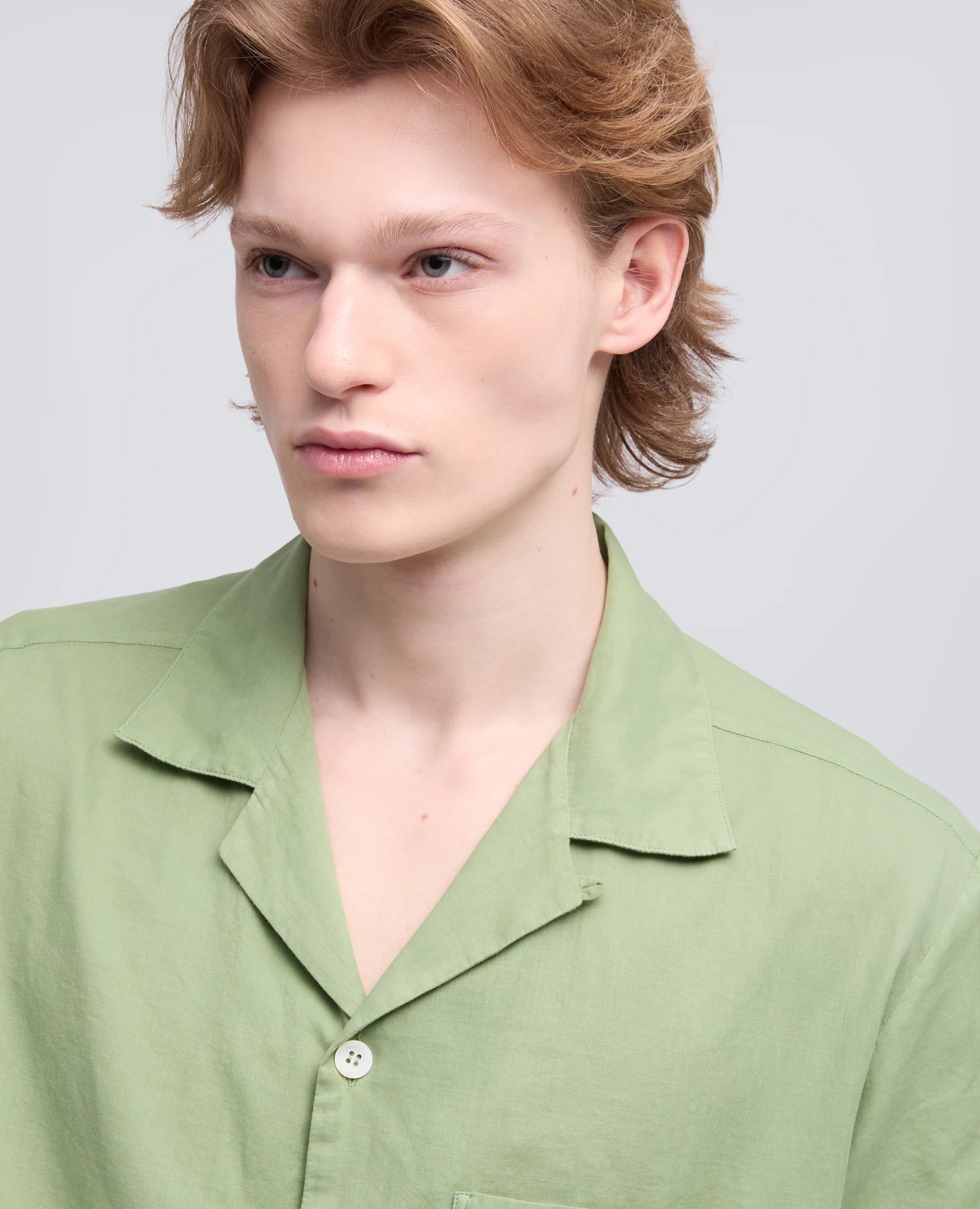 CAMICIA BOWLING IN VOILE DI COTONE - PISTACCHIO - Image 4