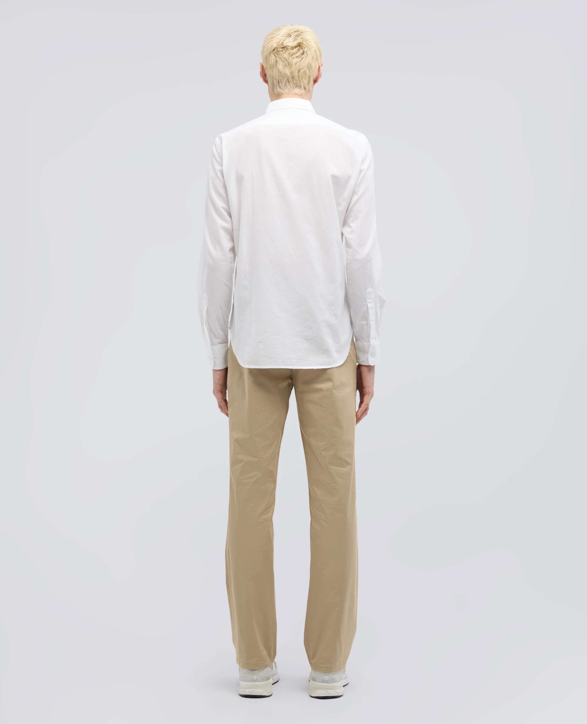 CAMICIA CLASSICA IN CHAMBRAY DI COTONE LEGGERO INDIANO - BIANCO - Image 3