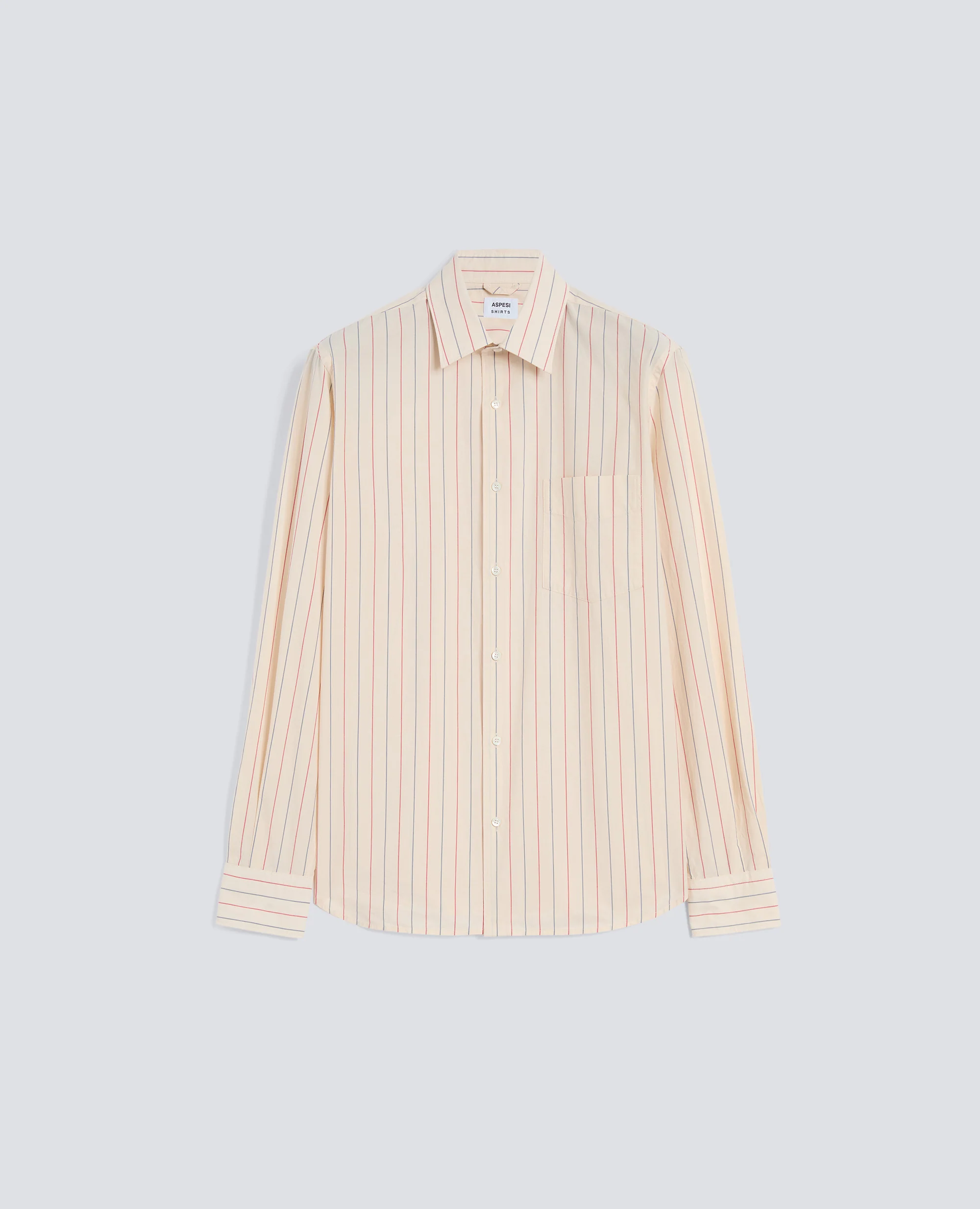 CAMICIA CLASSICA IN POPELINE DI COTONE CON TASCHINO - RIGA ROSSA