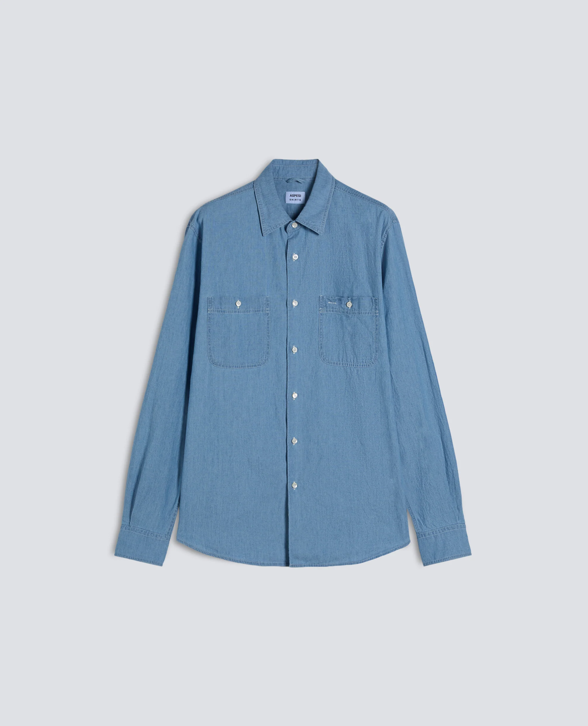 CAMICIA DA LAVORO NEW C SLIM IN CHAMBRAY DI COTONE - DENIM CHIARO