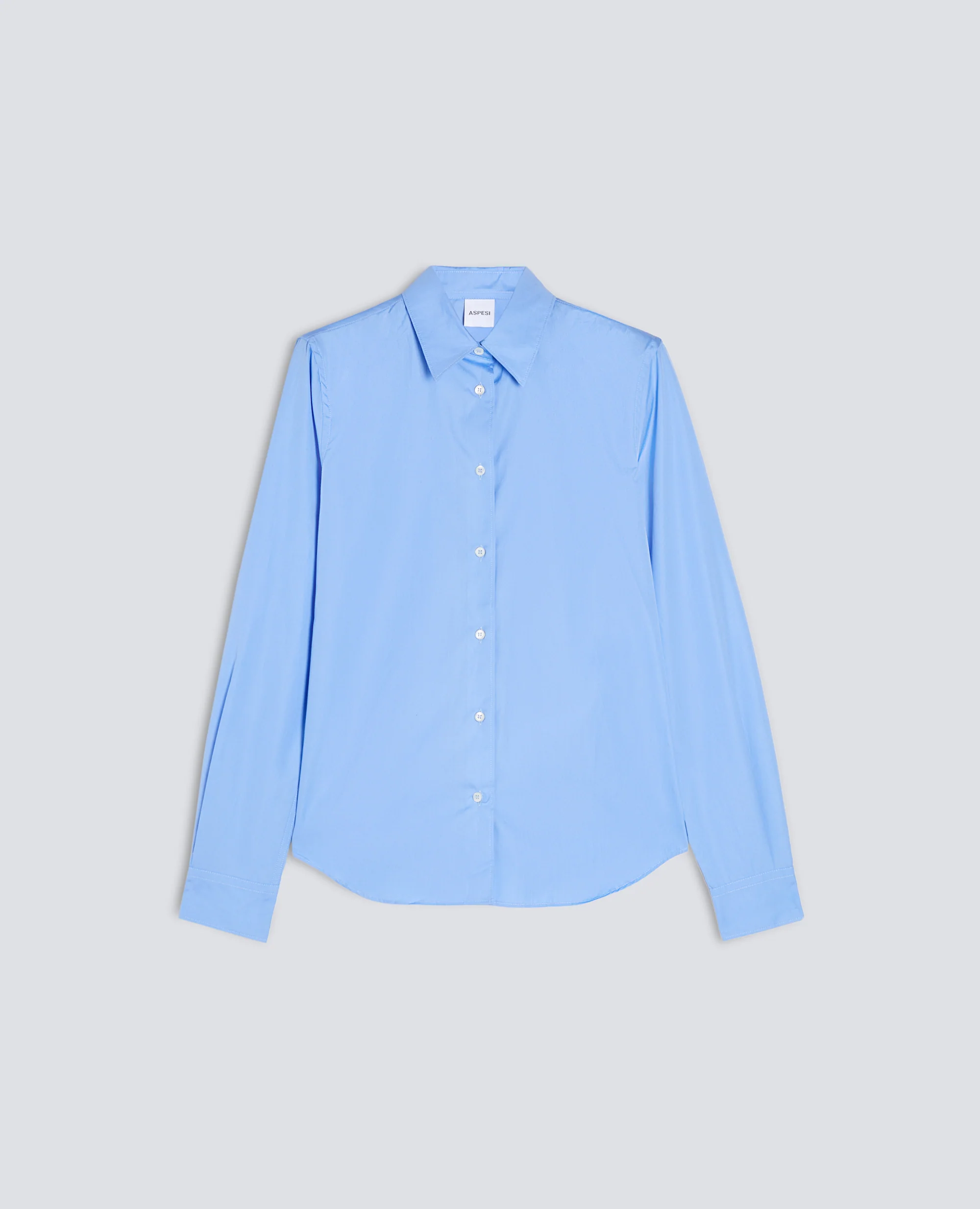 CAMICIA IN POPELINE DI COTONE - AZZURRO