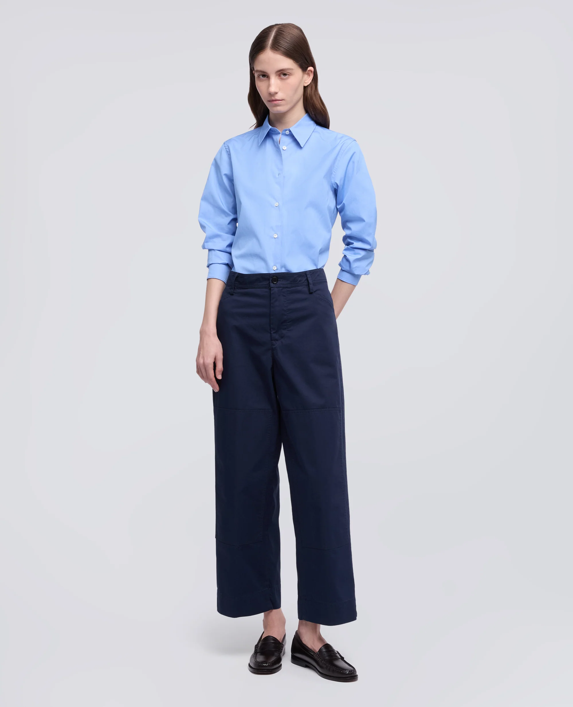 CAMICIA IN POPELINE DI COTONE - AZZURRO - Image 2