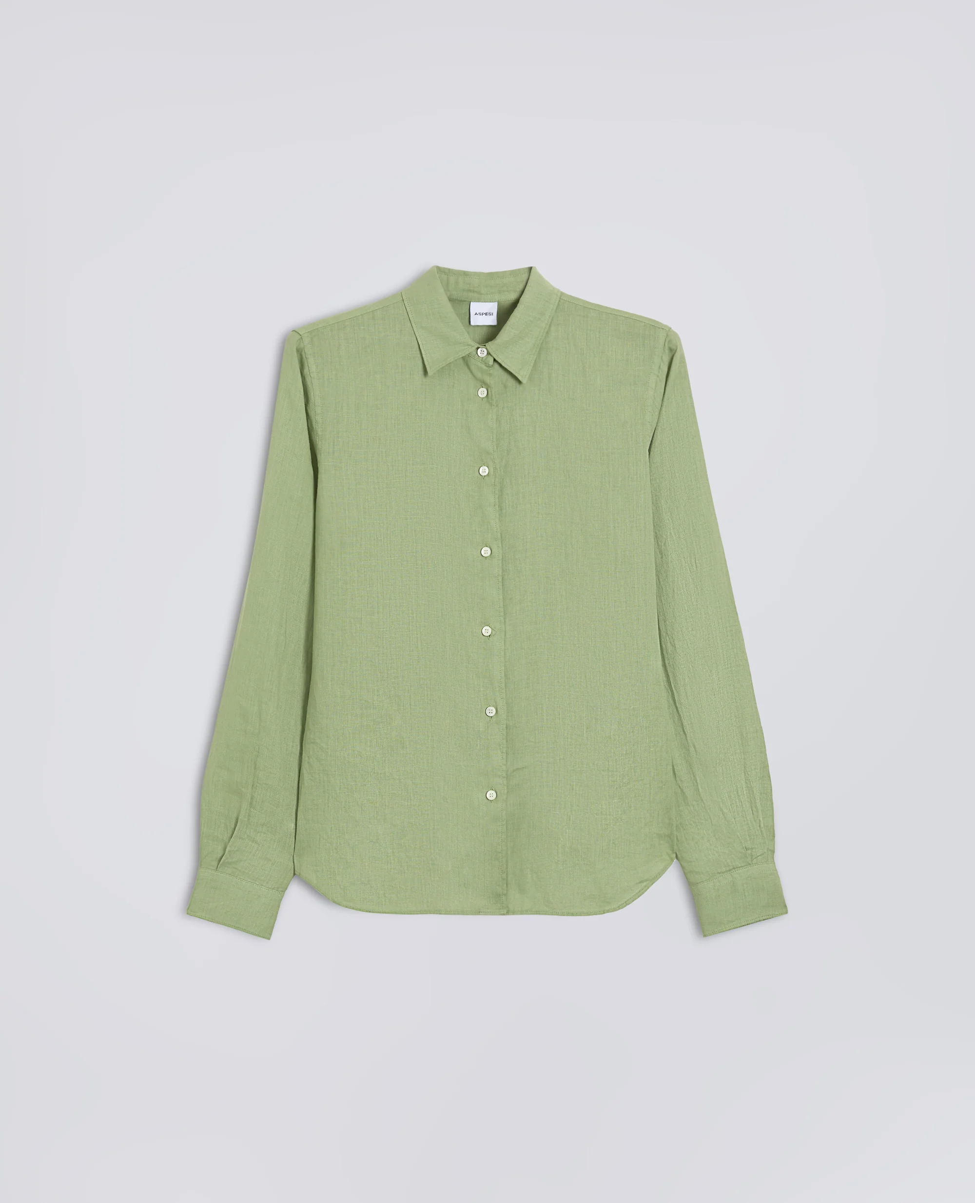 CAMICIA CLASSICA IN LINO LEGGERO TINTO CAPO - SALVIA