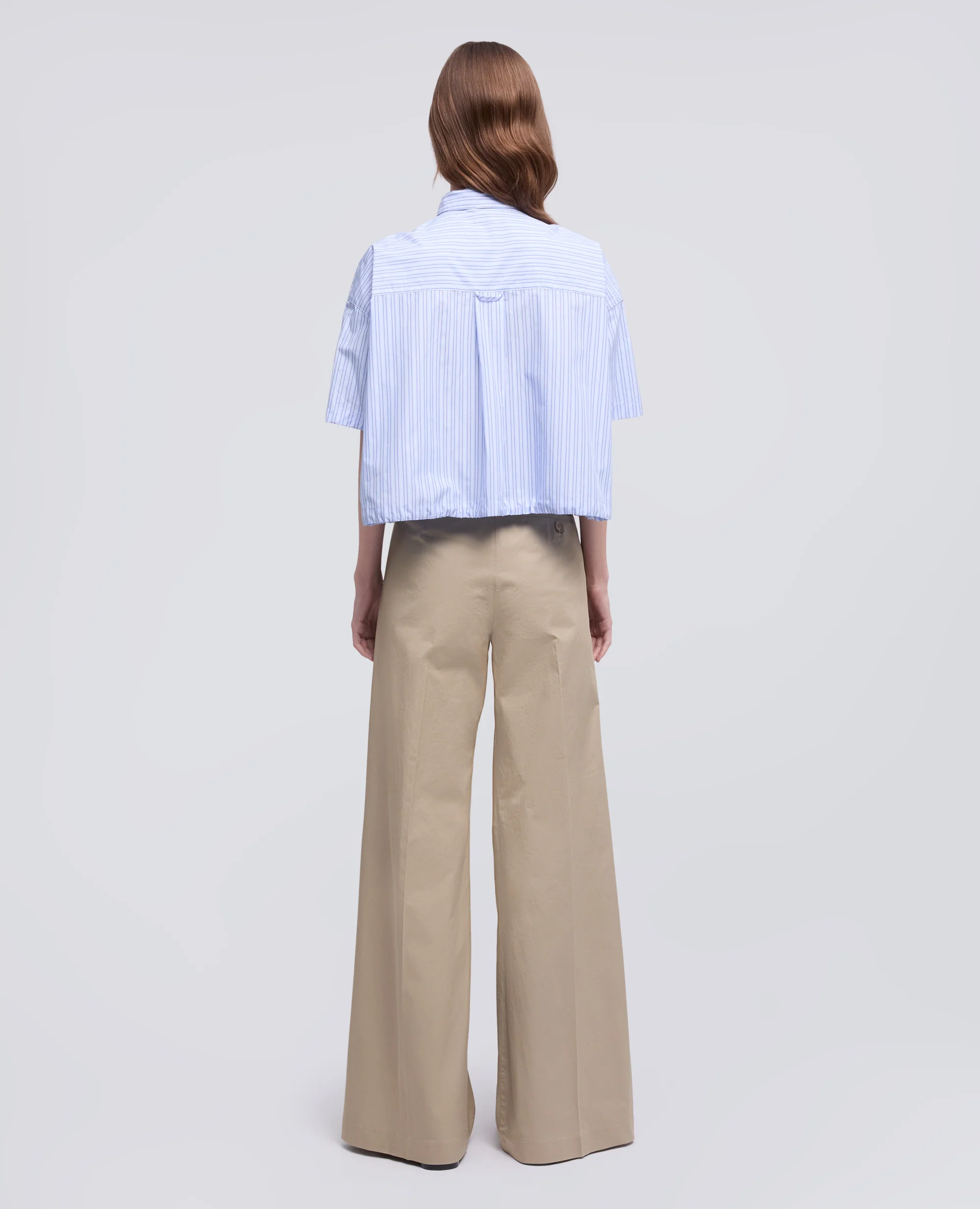 CAMICIA IN POPELINE DI COTONE A RIGHE - RIGA BLU - Image 3