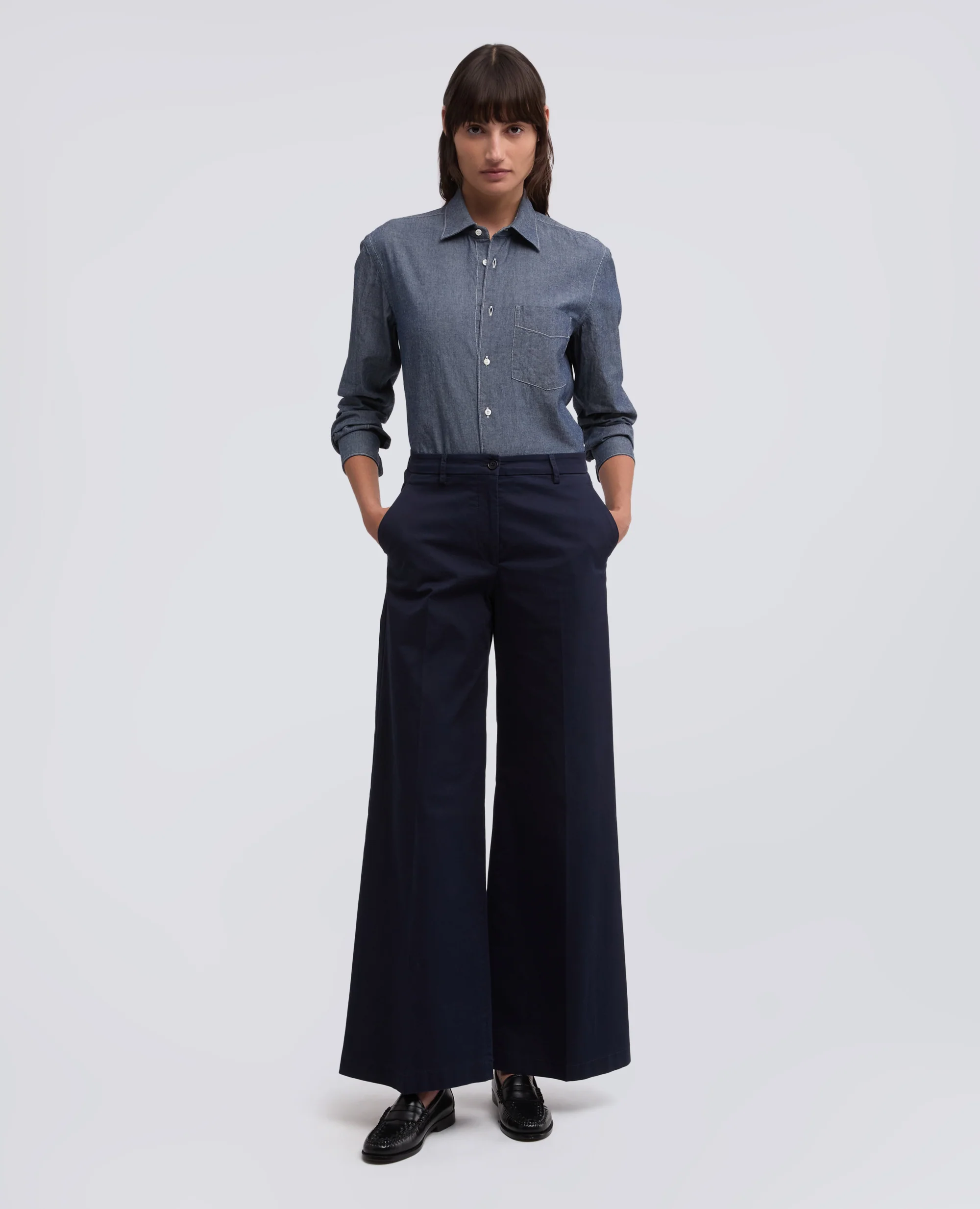 CAMICIA IN CHAMBRAY COTONE CON COLLO CLASSICO - CAPSULE AA - DENIM - Image 2