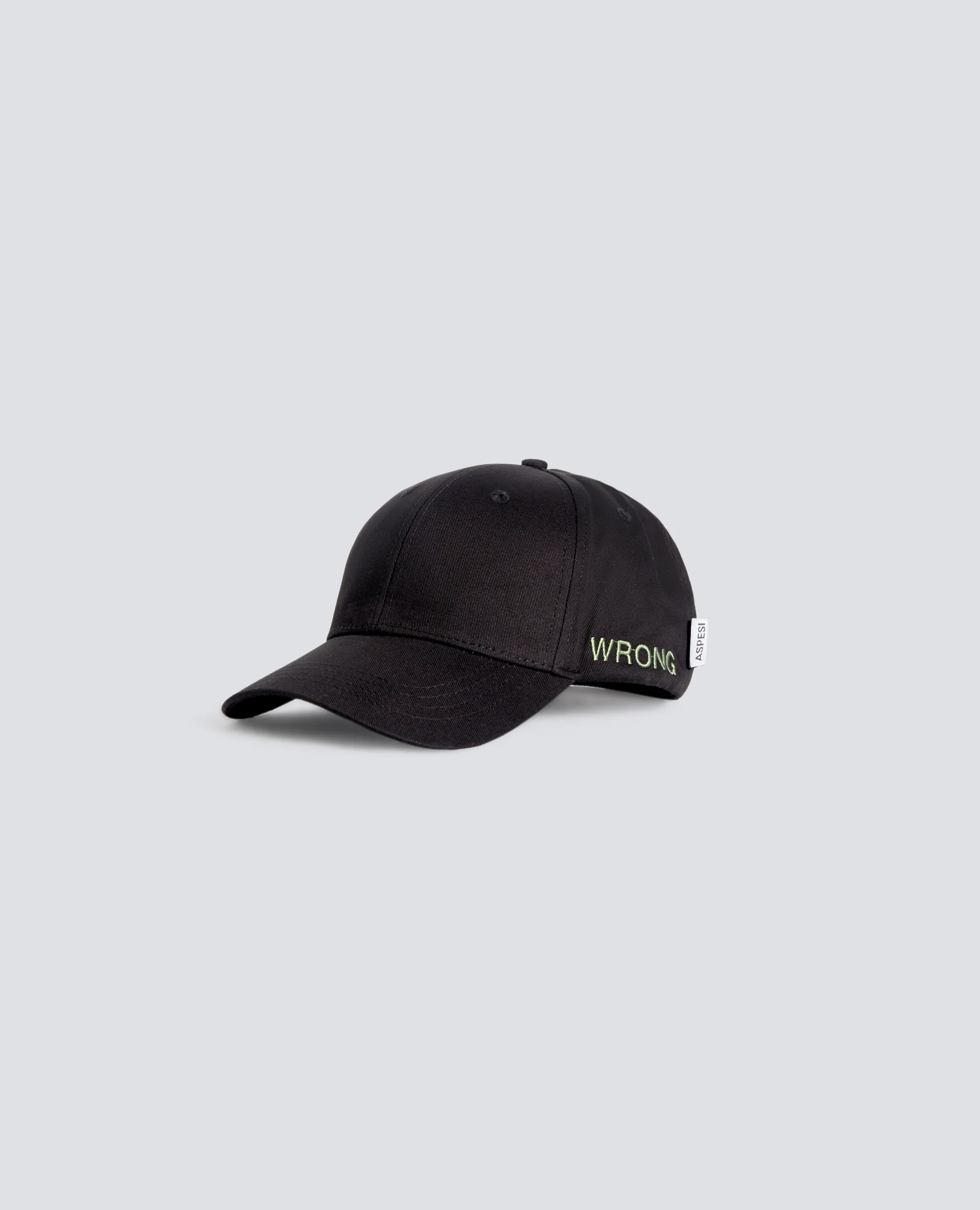 CAPPELLO IN GABARDINE DI COTONE CON LETTERING -WRONG- - NERO