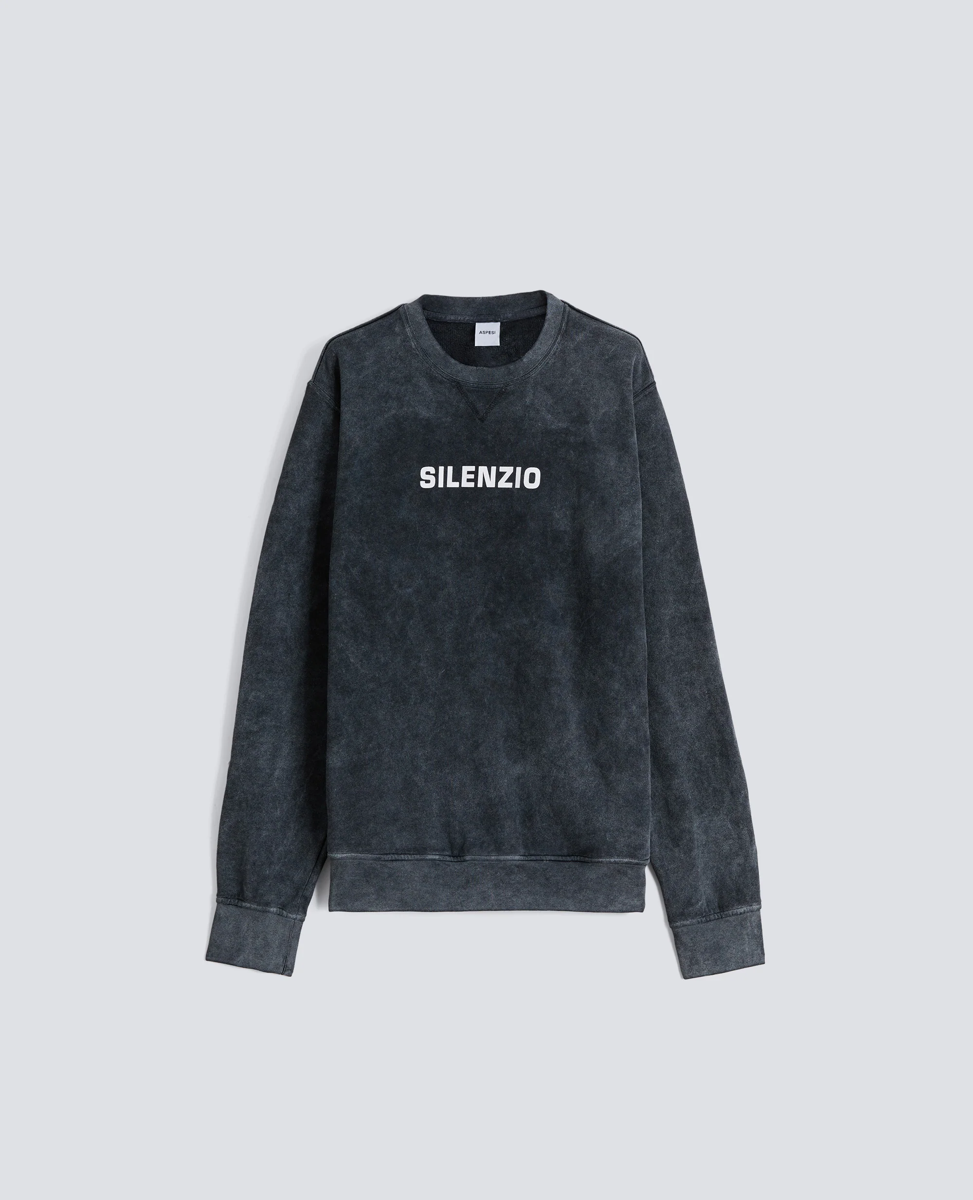 FELPA GARZATA -SILENZIO- SHADY EFFECT IN COTONE - NERO SHADY