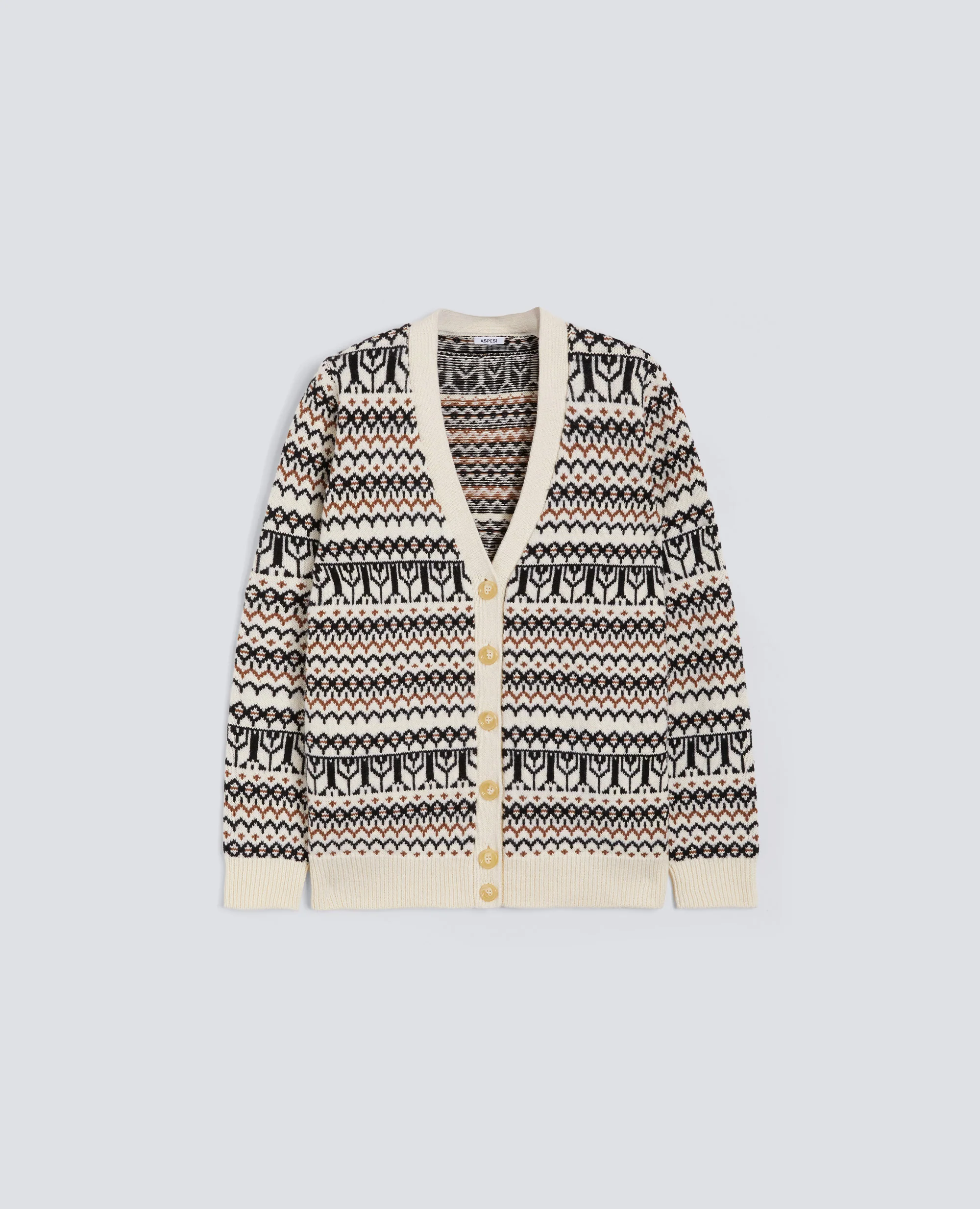 CARDIGAN IN MISTO COTONE, CANAPA E LANA - FONDO NATURE