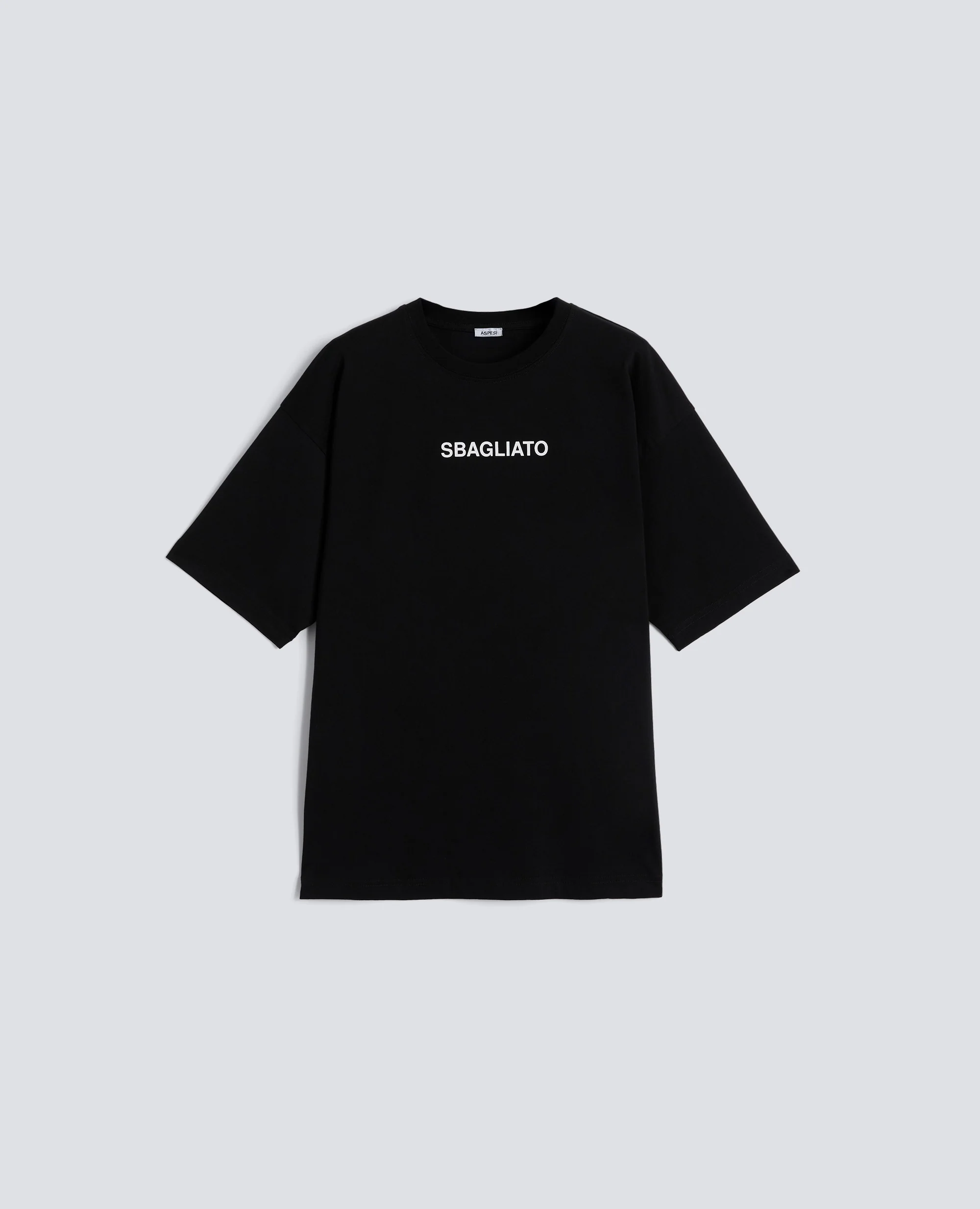 T-SHIRT IN JERSEY DI COTONE CON STAMPA -SBAGLIATO- - NERO