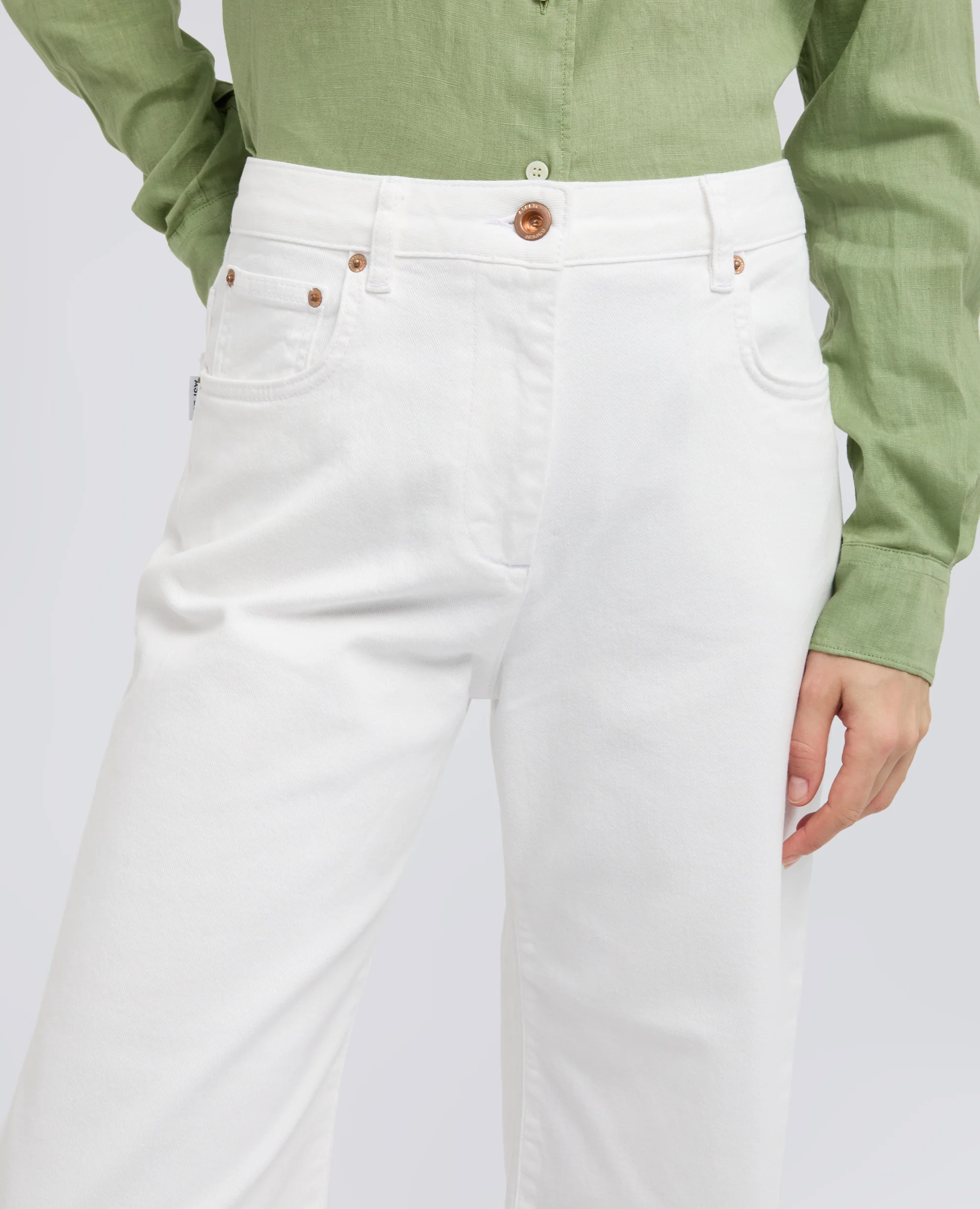 PANTALONE IN DENIM DI COTONE STRETCH - BIANCO - Image 4