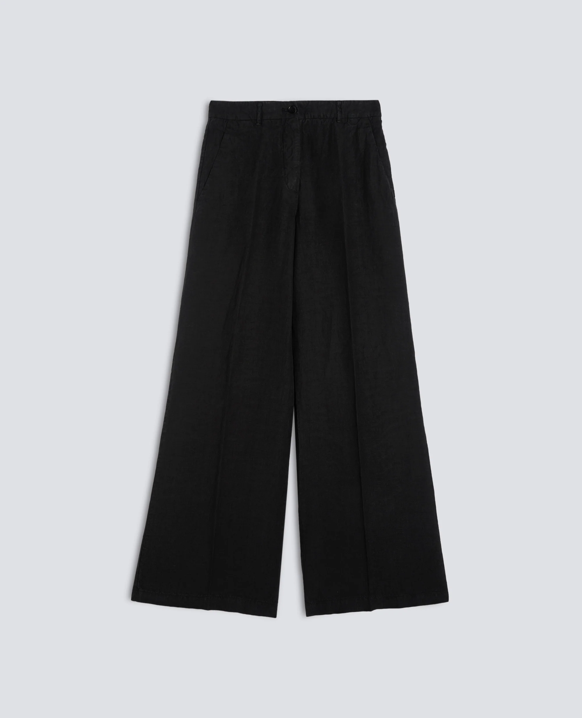 PANTALONE IN TELA DI LINO - NERO