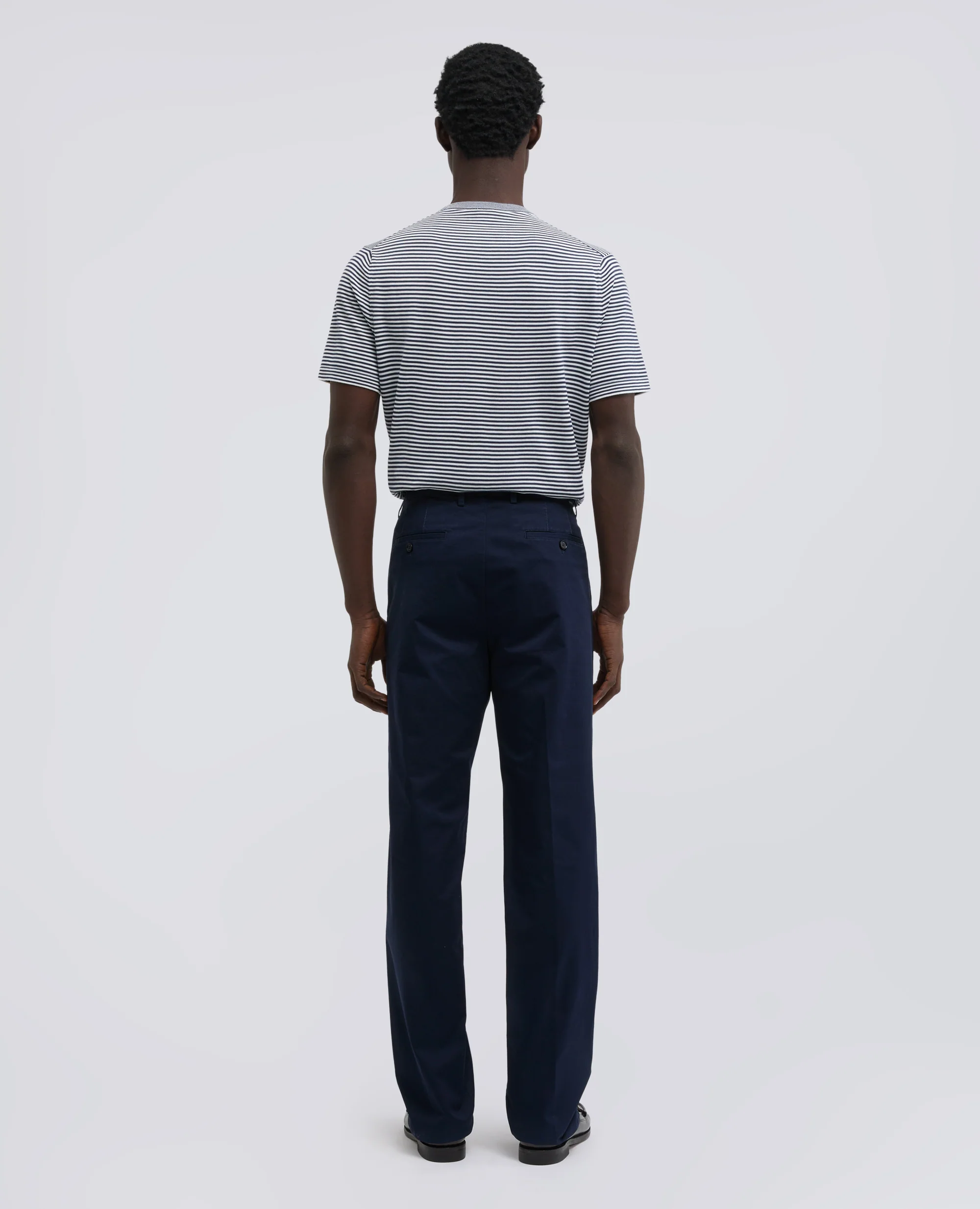 PANTALONE IN TWILL DI COTONE STRETCH - NAVY - Image 3