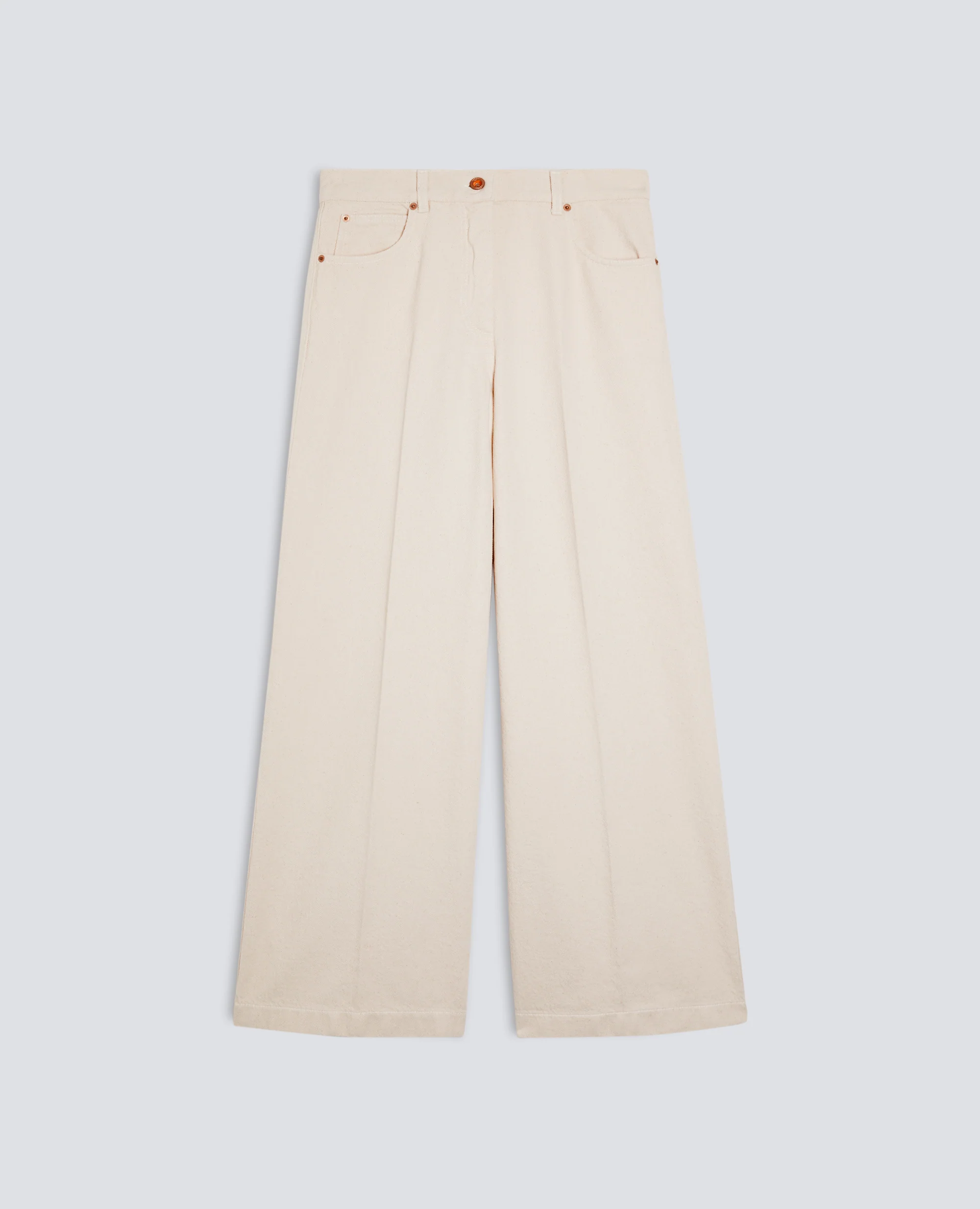PANTALONE WIDE LEG IN DENIM DI COTONE - BURRO