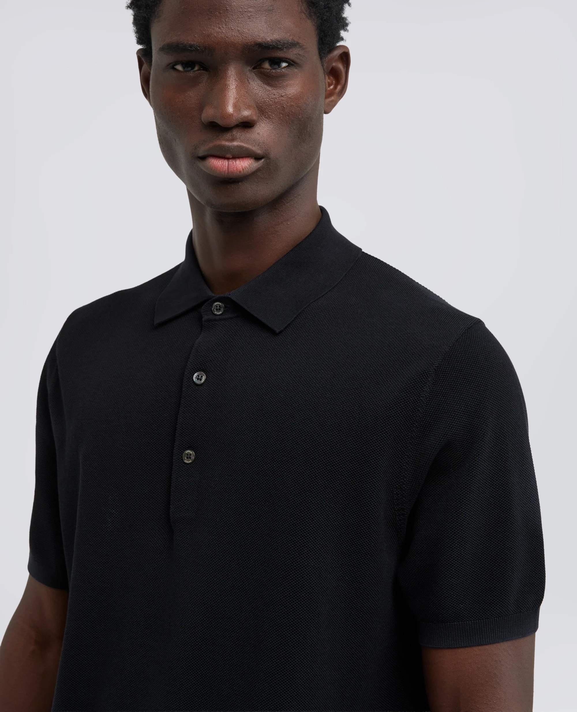 POLO IN COTONE TINTO CAPO - NAVY - Image 4