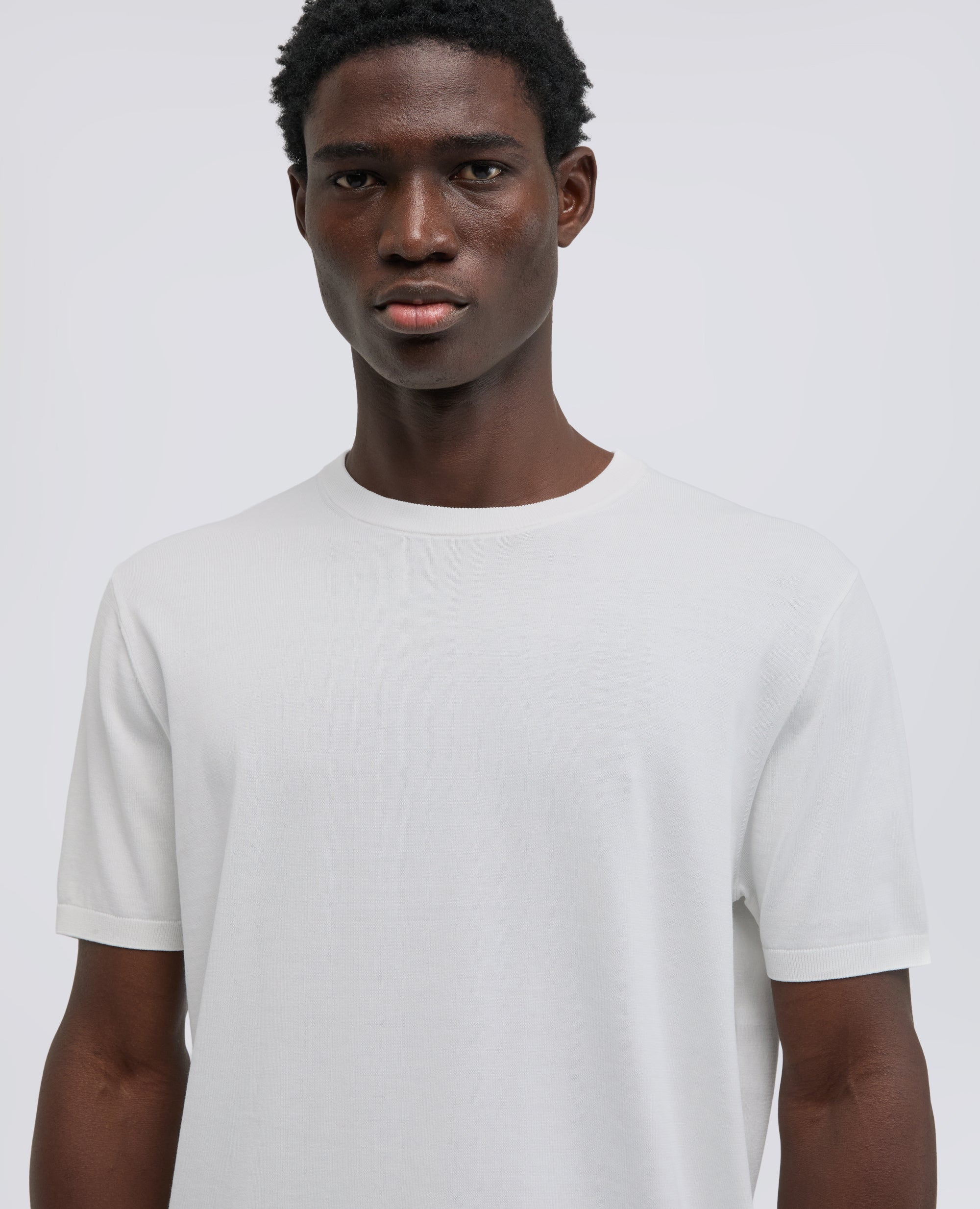 T-SHIRT GIROCOLLO IN COTONE - BIANCO - Image 4