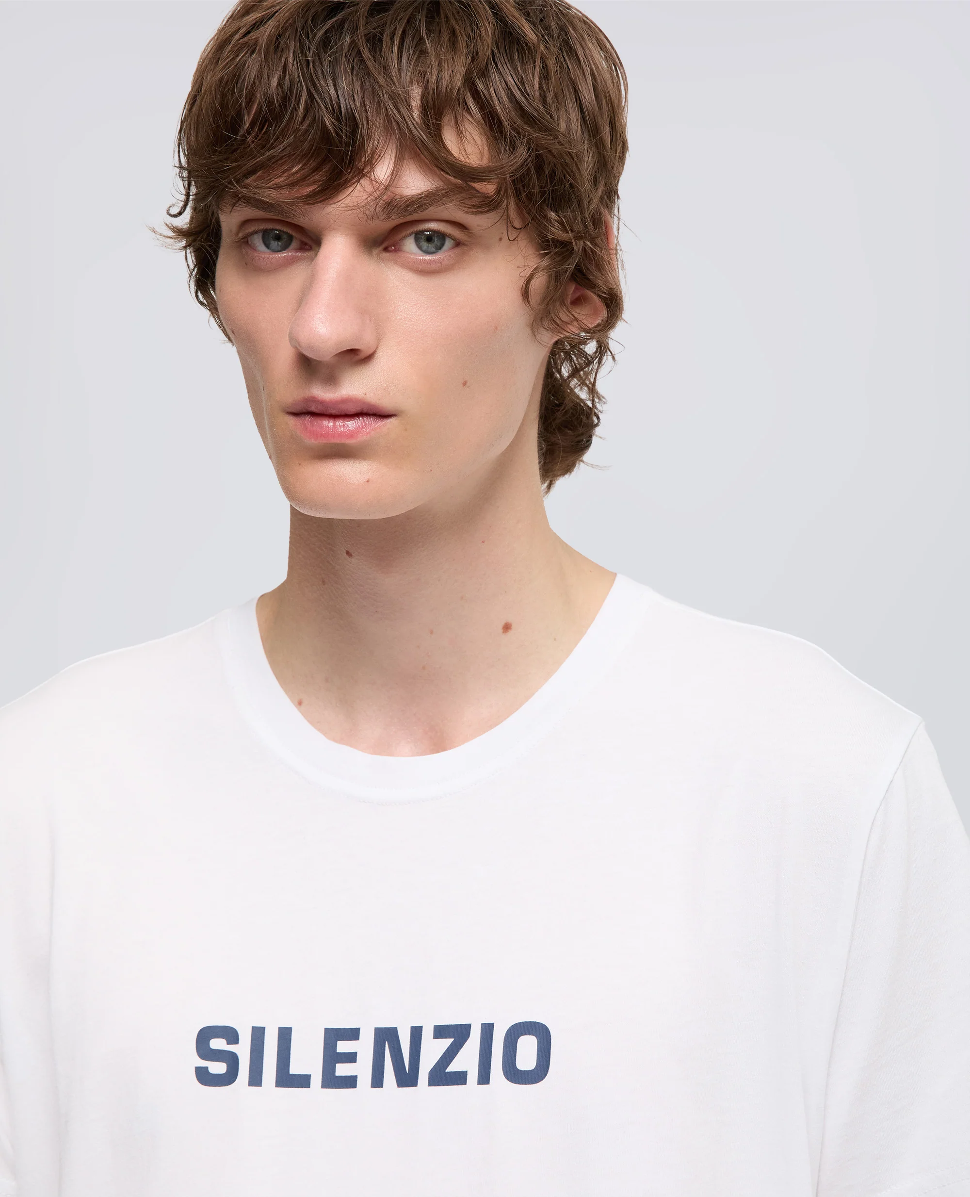 T-SHIRT IN JERSEY DI COTONE CON STAMPA -SILENZIO- - BIANCO - Image 4