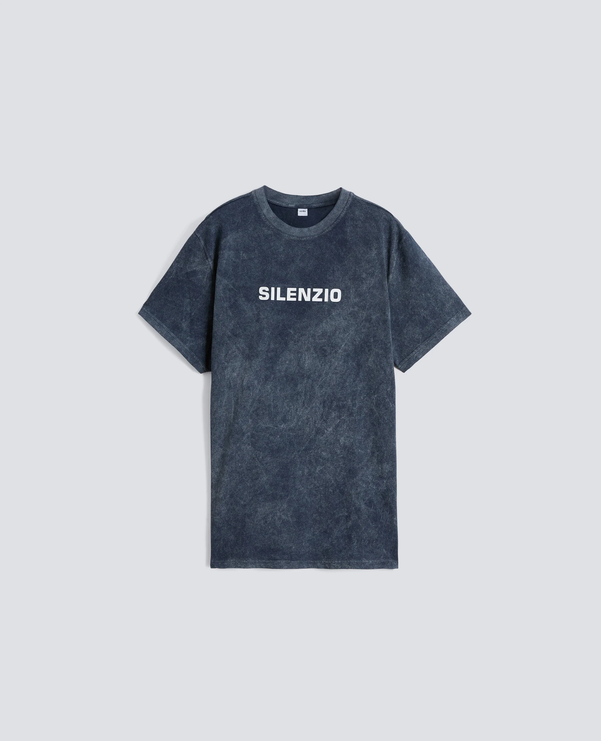 T-SHIRT -SILENZIO- IN JERSEY DI COTONE SHADY EFFECT - NAVY SHADY