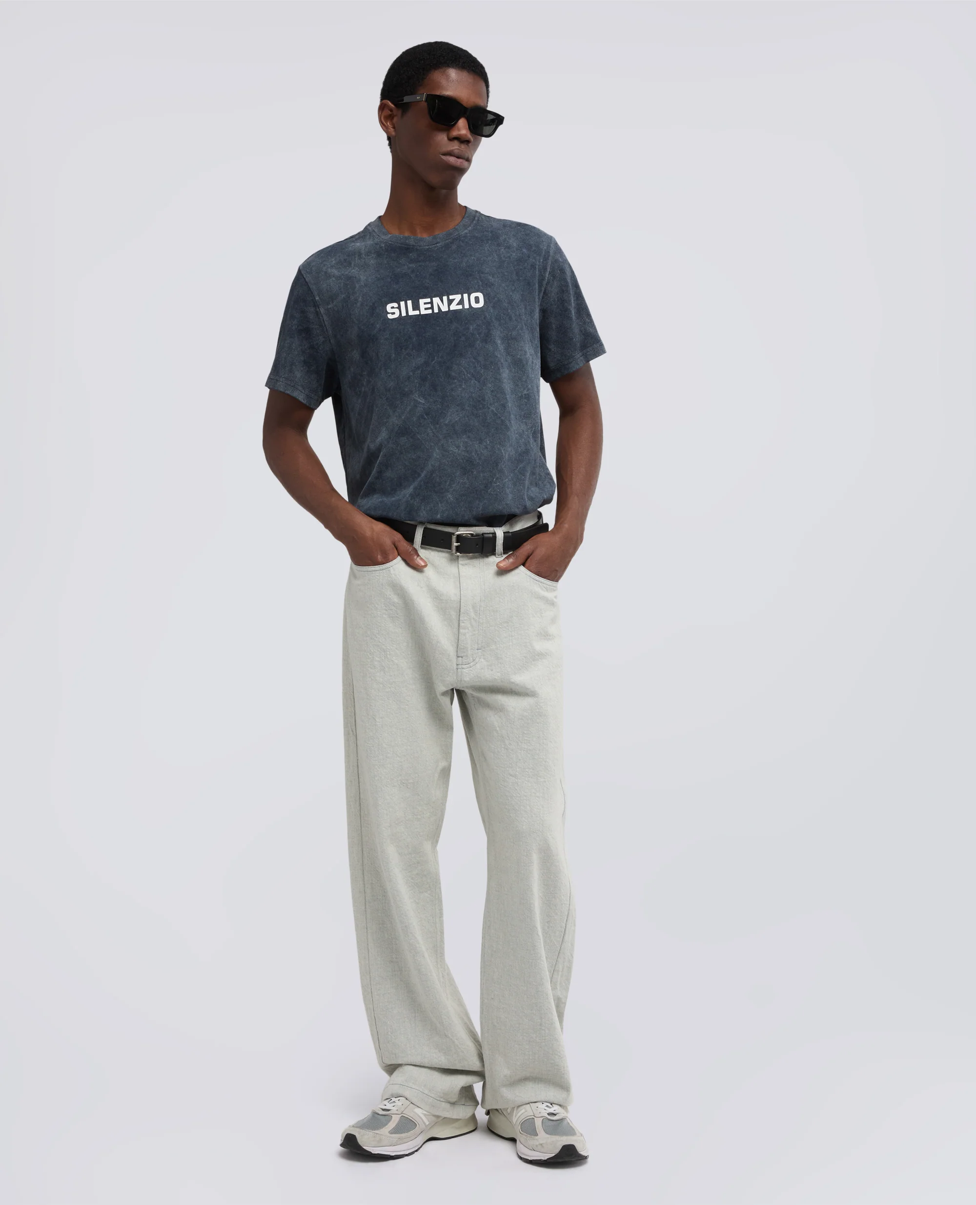 T-SHIRT -SILENZIO- IN JERSEY DI COTONE SHADY EFFECT - NAVY SHADY - Image 2