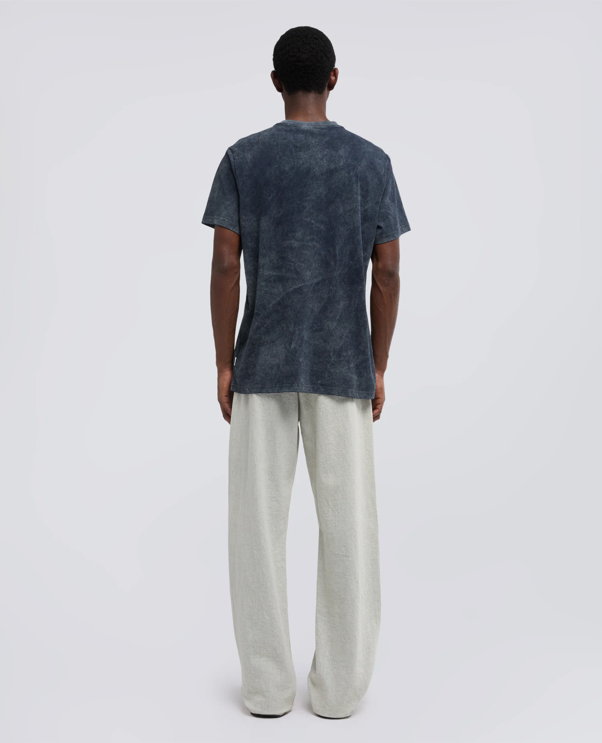 T-SHIRT -SILENZIO- IN JERSEY DI COTONE SHADY EFFECT - NAVY SHADY - Image 3