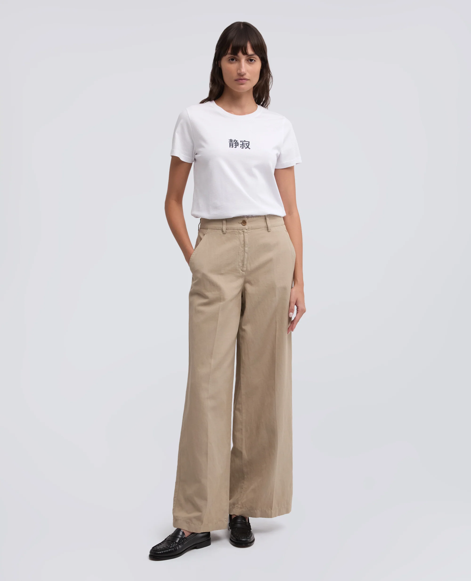 T-SHIRT IN JERSEY DI COTONE CON STAMPA -SILENZIO- IN GIAPPONESE - CAPSULE AA - BIANCO - Image 2
