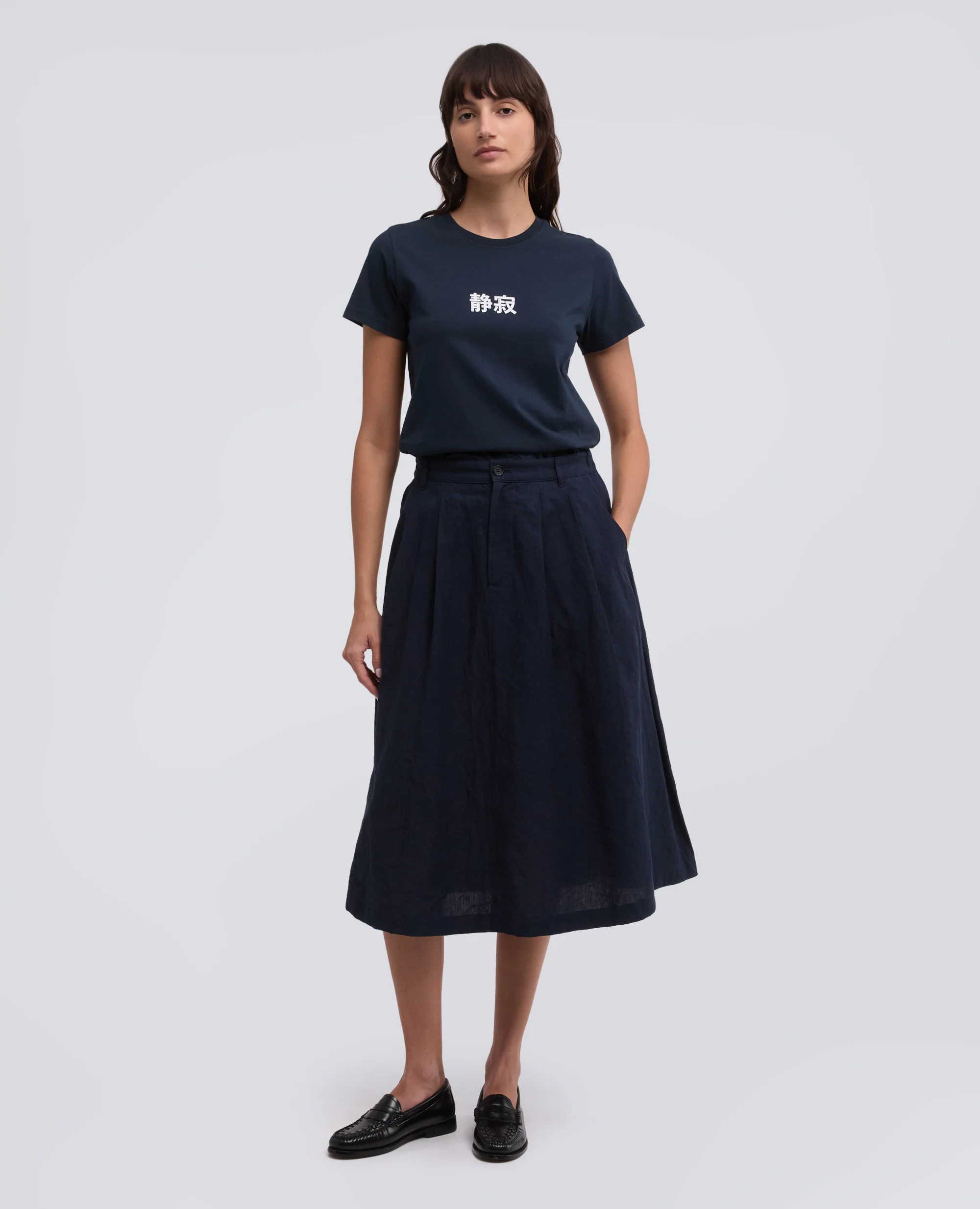T-SHIRT IN JERSEY DI COTONE CON STAMPA -SILENZIO- IN GIAPPONESE - CAPSULE AA - NAVY - Image 2