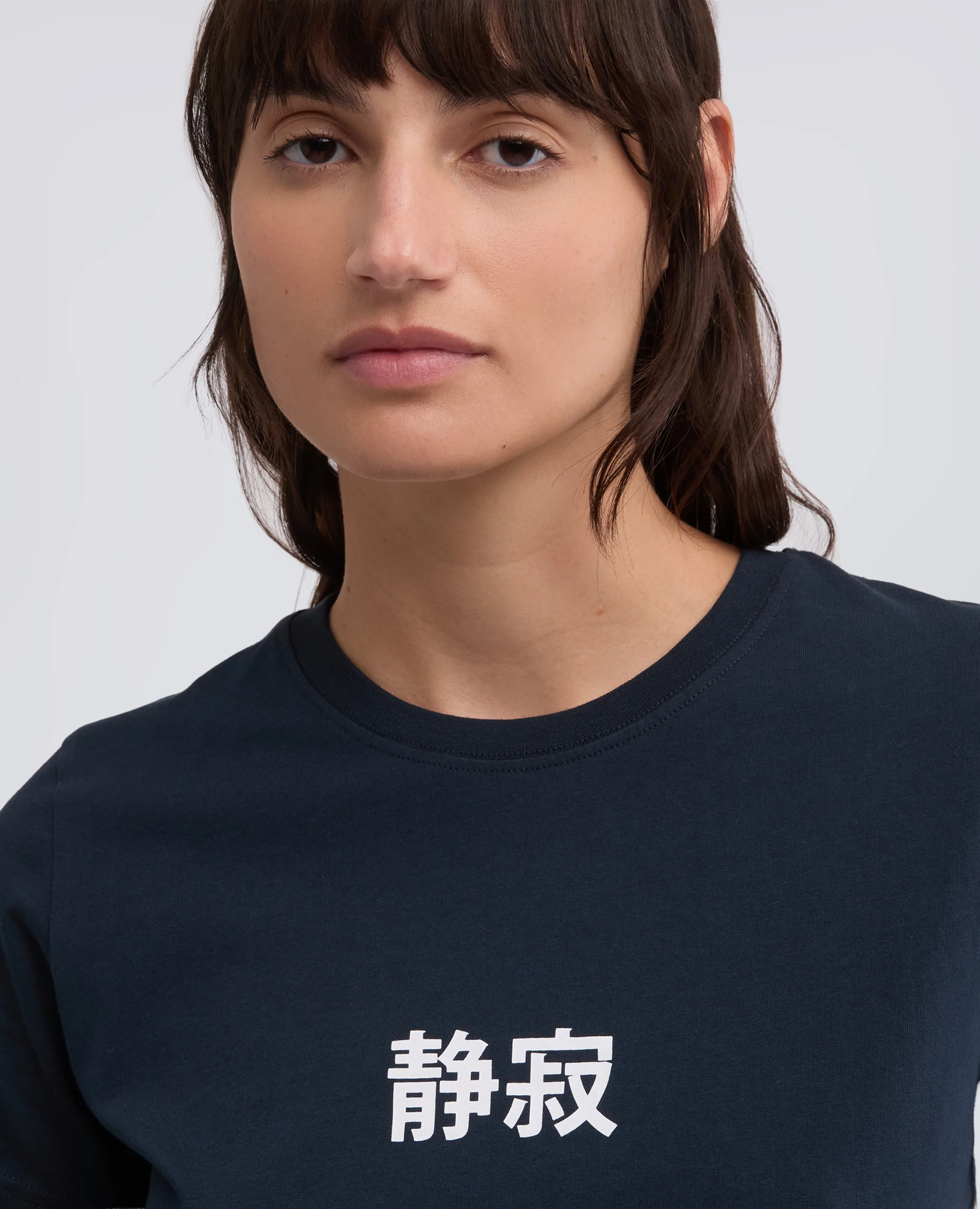 T-SHIRT IN JERSEY DI COTONE CON STAMPA -SILENZIO- IN GIAPPONESE - CAPSULE AA - NAVY - Image 4