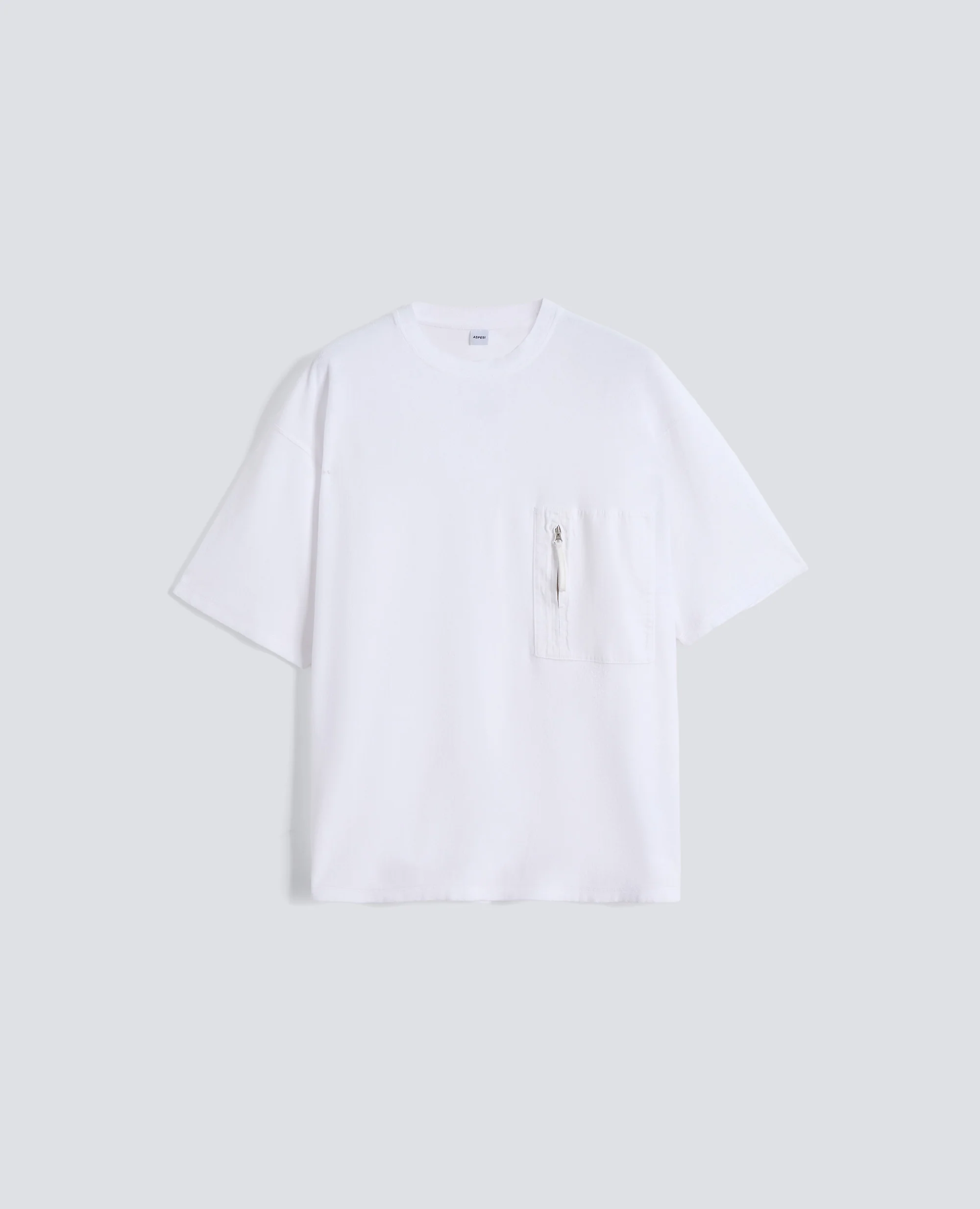 T-SHIRT IN SPUGNA DI COTONE CON TASCHINO - BIANCO