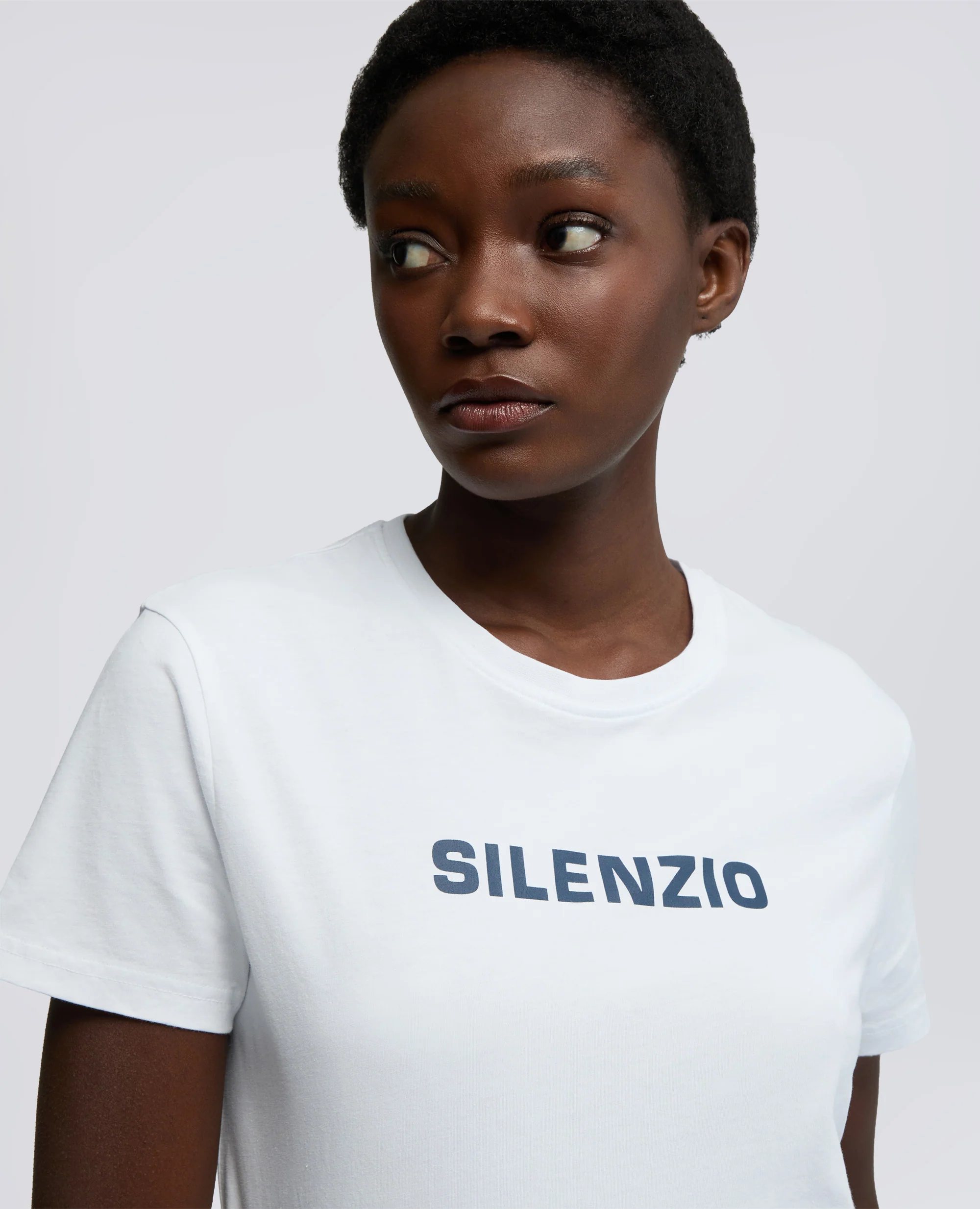 T-SHIRT IN JERSEY DI COTONE CON STAMPA -SILENZIO- - BIANCO - Image 4