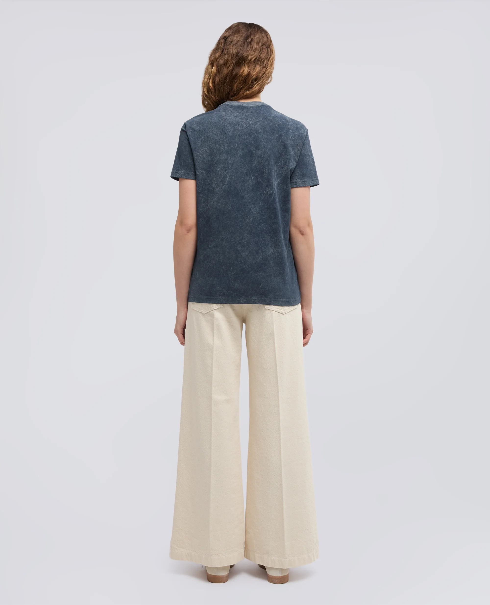 T-SHIRT IN JERSEY DI COTONE CON STAMPA -SILENZIO- - NAVY SHADY - Image 3