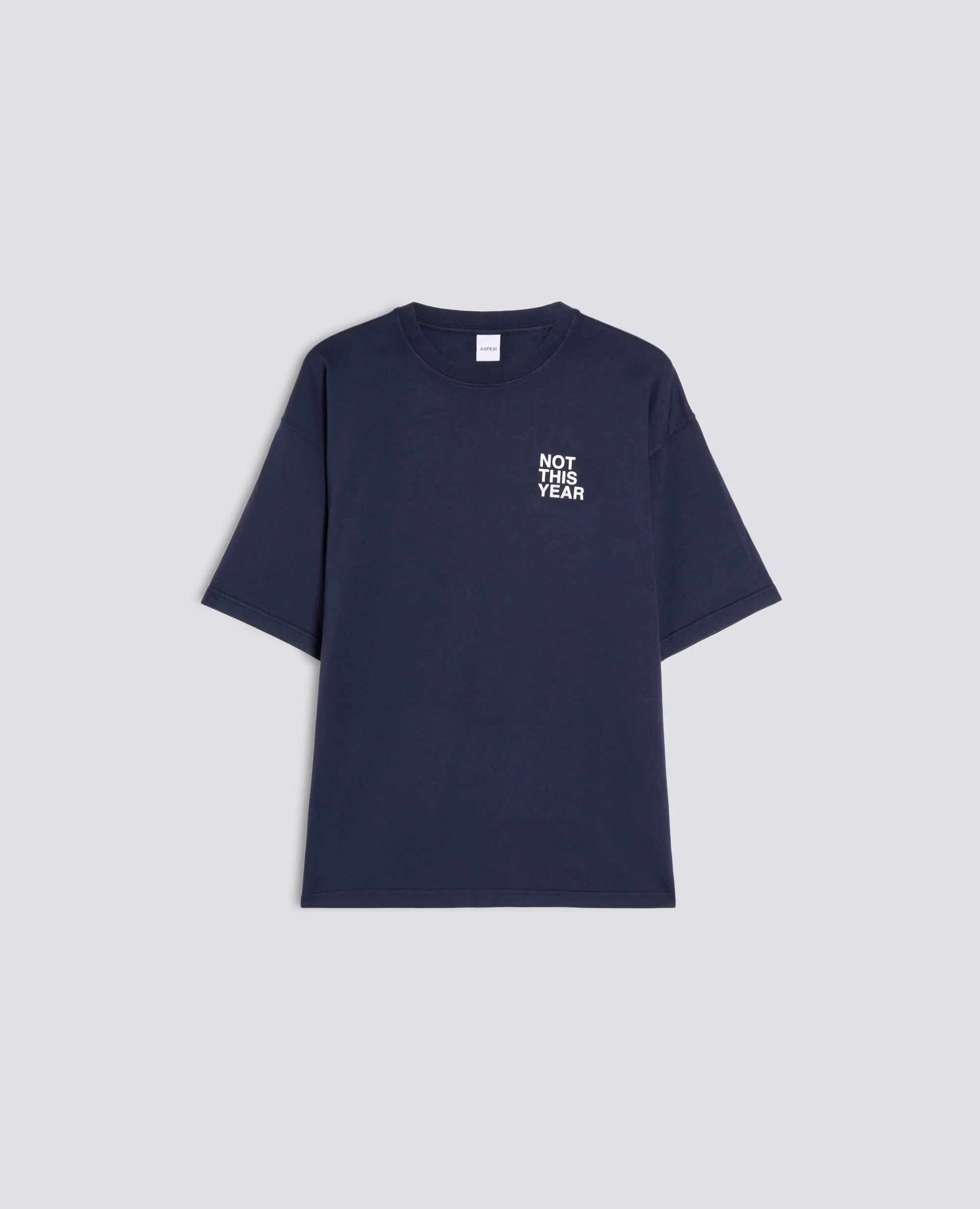 T-SHIRT -NOT THIS YEAR- IN JERSEY DI COTONE - NAVY+SCRITTA BIANCA