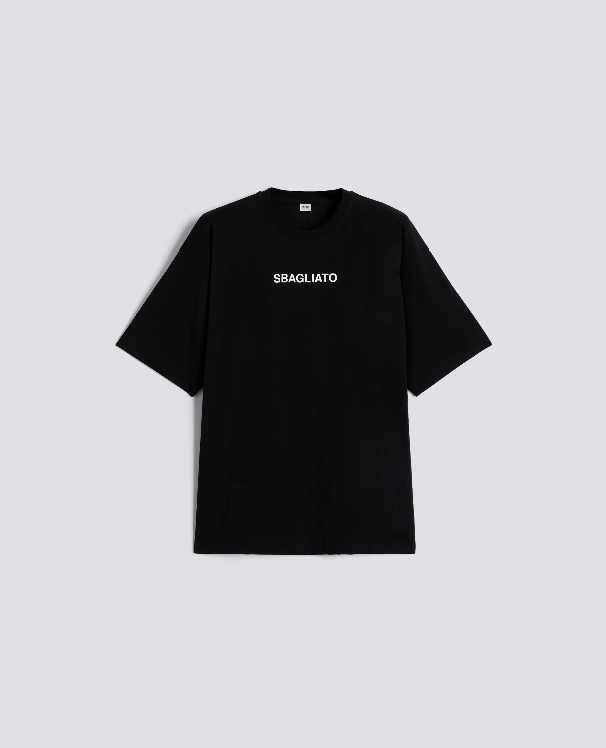 T-SHIRT IN JERSEY DI COTONE CON STAMPA -SBAGLIATO- - NERO