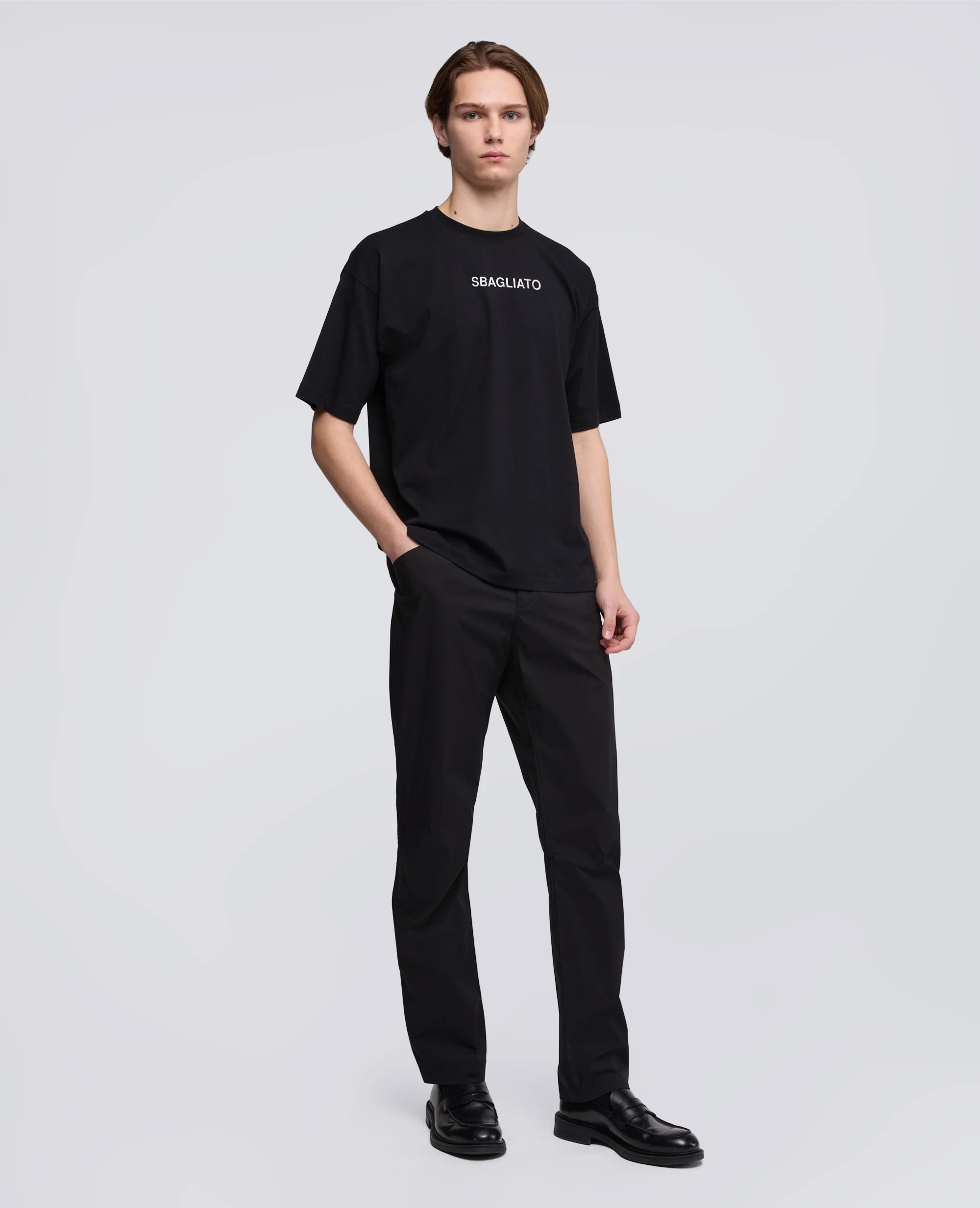 T-SHIRT IN JERSEY DI COTONE CON STAMPA -SBAGLIATO- - NERO - Image 2
